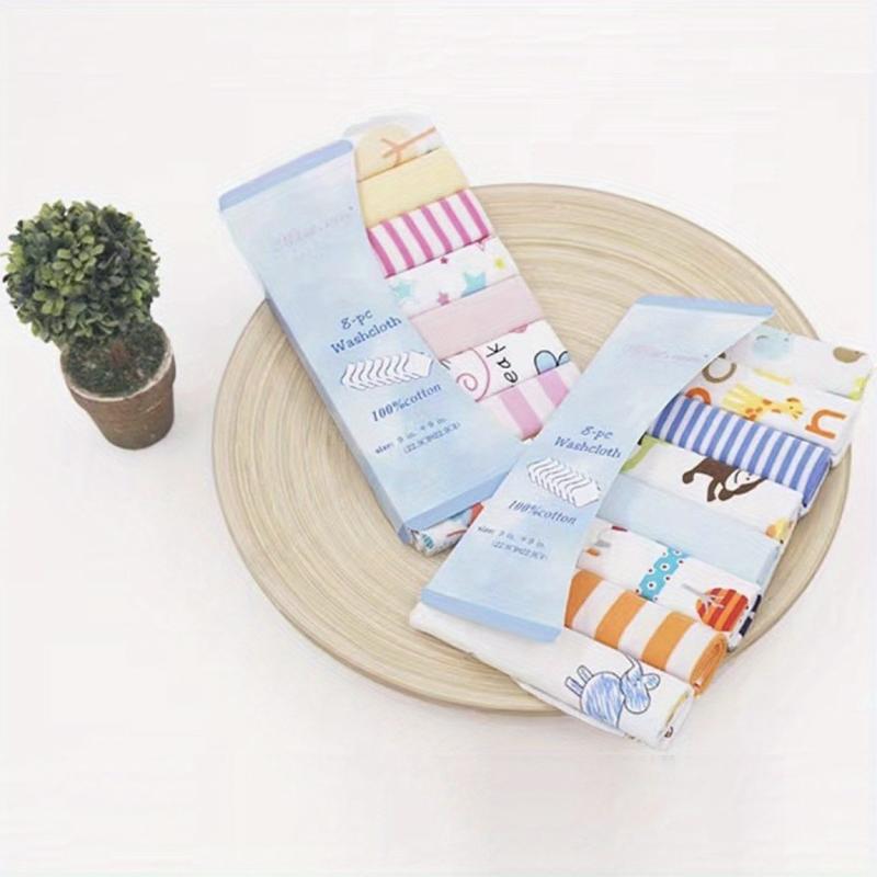 8pcs Baby Washcloths Soft Cotton Infant Bath Towel