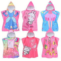 Kids Hooded Bath Beach Towel Boys Girls Absorbent Cartoon Animal Towel