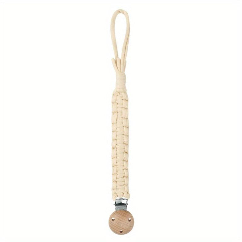 Vintage Crochet Baby Pacifier Clip Beech Wood Pacifier Chain DIY Dummy Holder