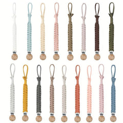 Vintage Crochet Baby Pacifier Clip Beech Wood Pacifier Chain DIY Dummy Holder
