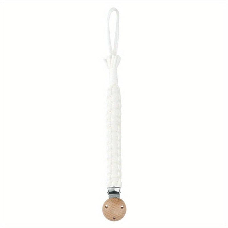 Vintage Crochet Baby Pacifier Clip Beech Wood Pacifier Chain DIY Dummy Holder