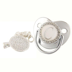 Initial Letters Bling Baby Pacifier Silvery 26 Letter Silicone Pacifiers