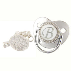 Initial Letters Bling Baby Pacifier Silvery 26 Letter Silicone Pacifiers
