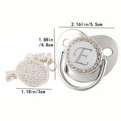 Initial Letters Bling Baby Pacifier Silvery 26 Letter Silicone Pacifiers