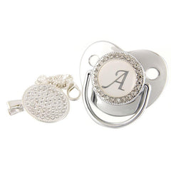 Initial Letters Bling Baby Pacifier Silvery 26 Letter Silicone Pacifiers