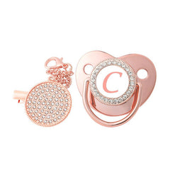 Rose Baby Pacifier Clip with Initial Letter - Soothe Your Baby in Style