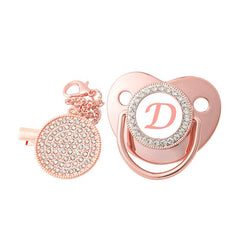 Rose Baby Pacifier Clip with Initial Letter - Soothe Your Baby in Style