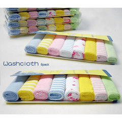8pcs Baby Soft Cotton Towels Infant Bath Washcloths