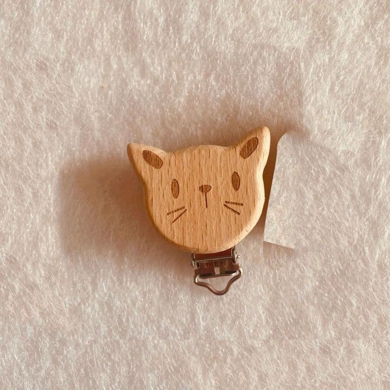 Beech Wood Pacifier Clip Animal Heart Baby Chain Holder DIY