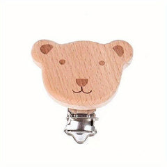 Beech Wood Pacifier Clip Animal Heart Baby Chain Holder DIY
