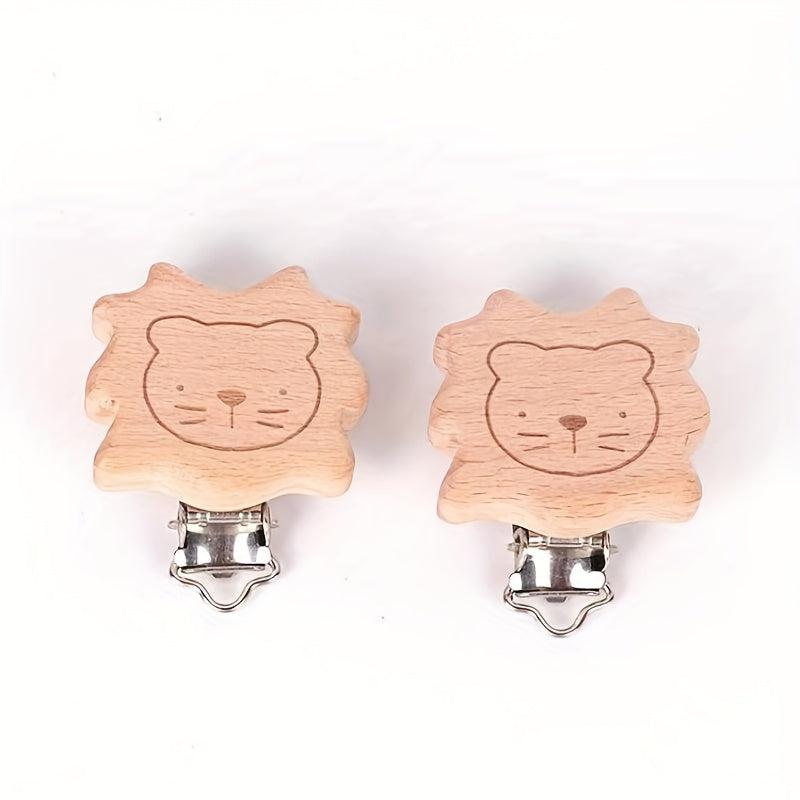 Beech Wood Pacifier Clip Animal Heart Baby Chain Holder DIY