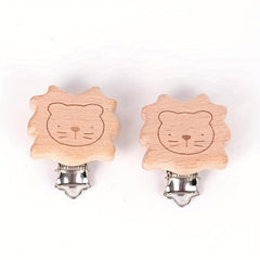 Beech Wood Pacifier Clip Animal Heart Baby Chain Holder DIY