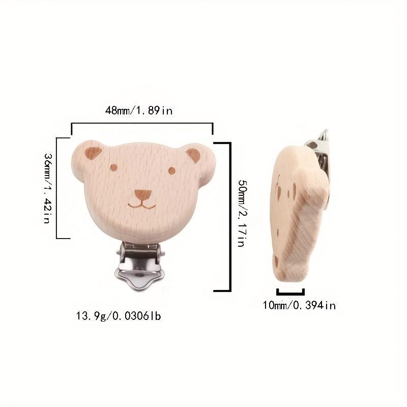 Beech Wood Pacifier Clip Animal Heart Baby Chain Holder DIY