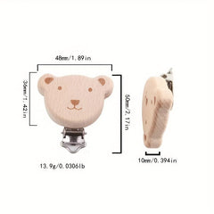 Beech Wood Pacifier Clip Animal Heart Baby Chain Holder DIY