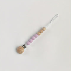 Baby Pacifier Chain Holder Silicone Wooden Beads Anti-drop Clip