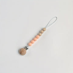 Baby Pacifier Chain Holder Silicone Wooden Beads Anti-drop Clip