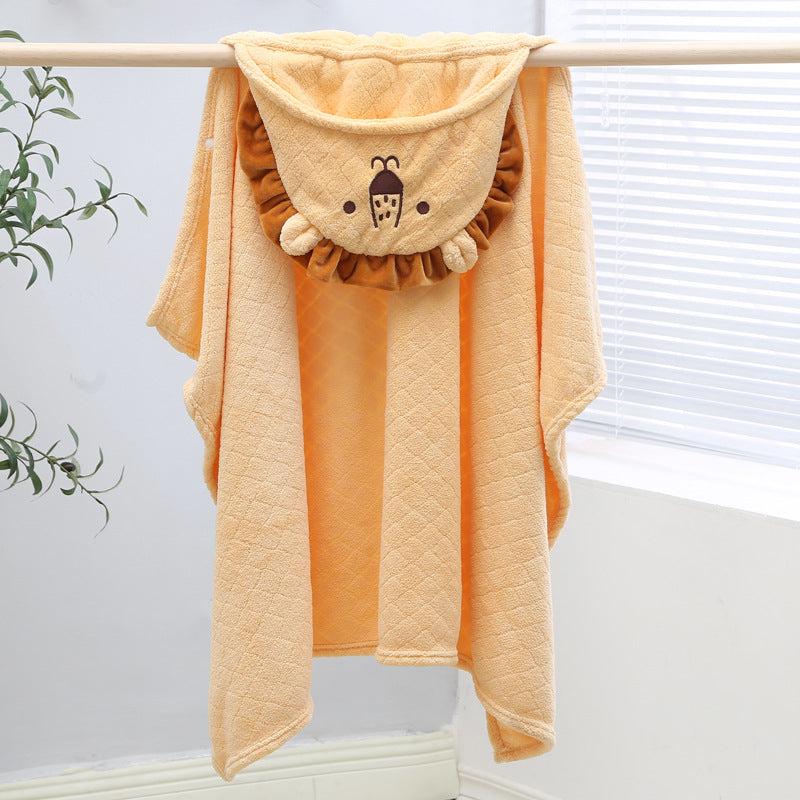 Kids Hooded Bath Towel Cape Cartoon Wrap Soft Koala Lion Hooded Bath Towel