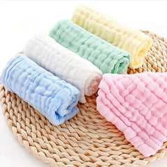 5pcs Baby Seersucker Square Towels, Six layer Cotton, Face Towels