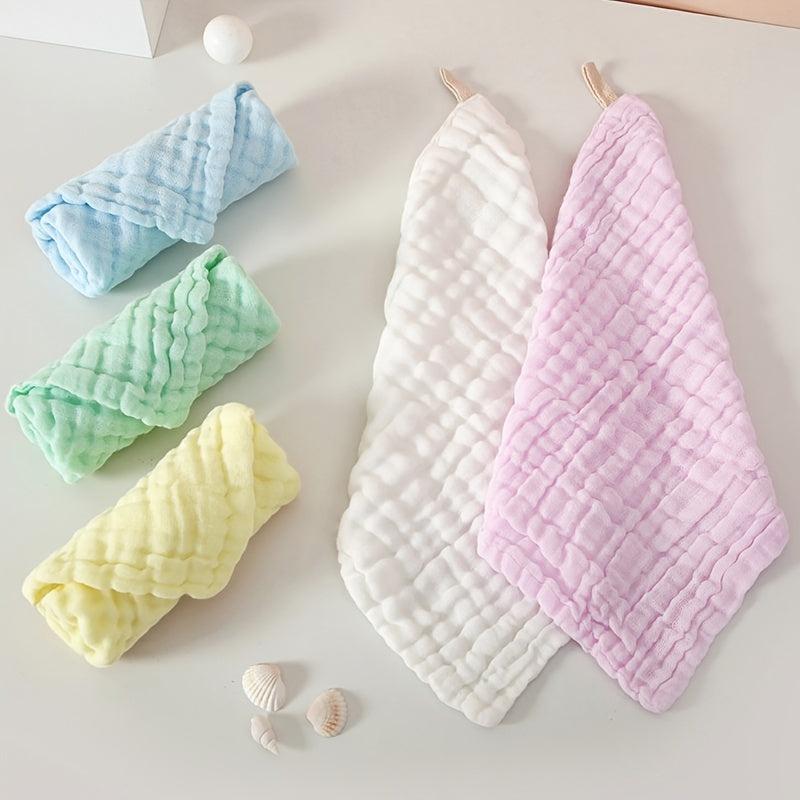5pcs Baby Seersucker Square Towels, Six layer Cotton, Face Towels