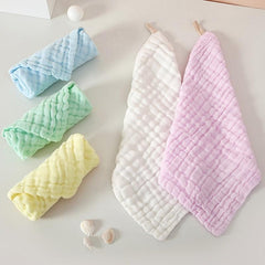 5pcs Baby Seersucker Square Towels, Six layer Cotton, Face Towels
