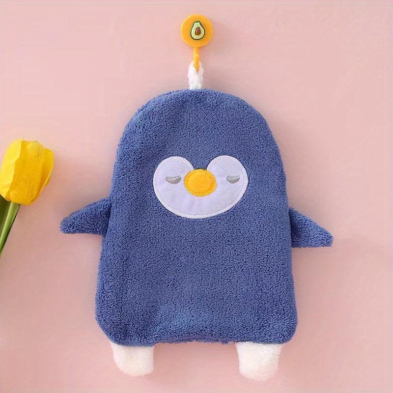 2pcs Kids' Hand Towels Coral Fleece Absorbent Hangable