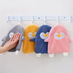 2pcs Kids' Hand Towels Coral Fleece Absorbent Hangable