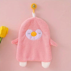 2pcs Kids' Hand Towels Coral Fleece Absorbent Hangable