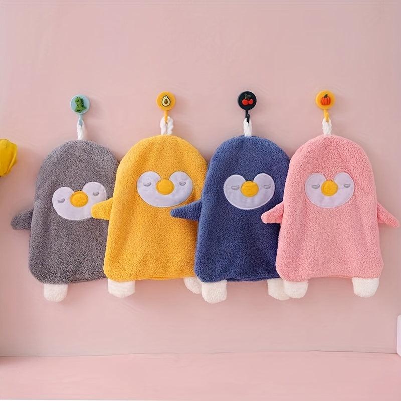 2pcs Kids' Hand Towels Coral Fleece Absorbent Hangable