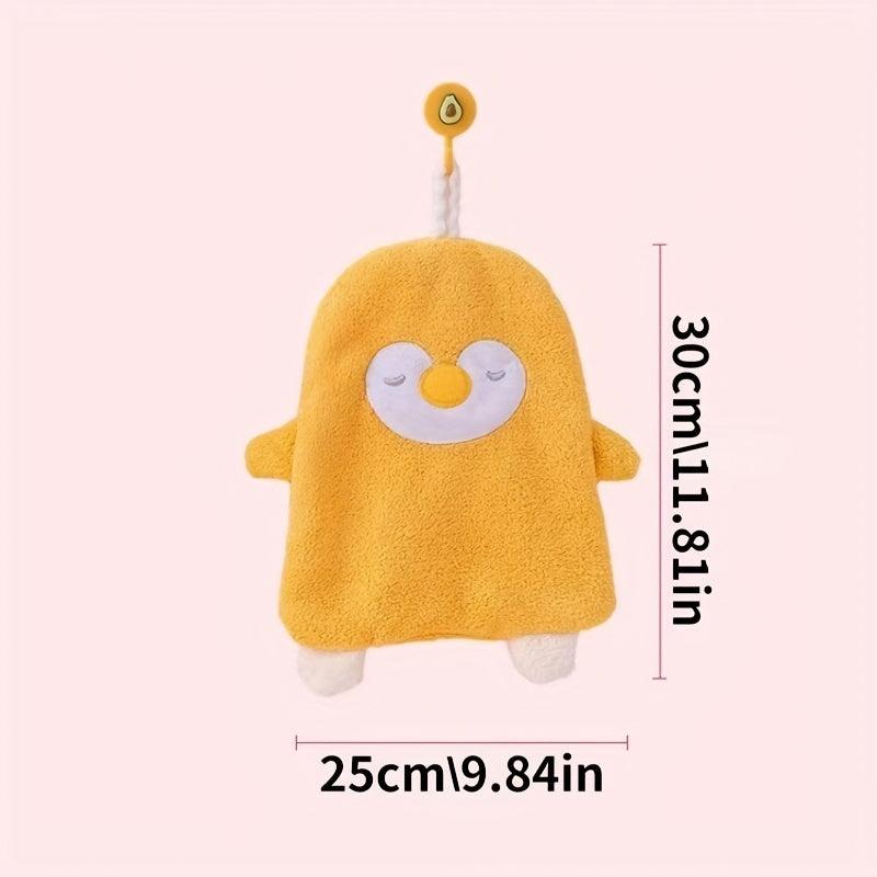 2pcs Kids' Hand Towels Coral Fleece Absorbent Hangable