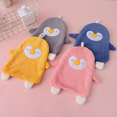 2pcs Kids' Hand Towels Coral Fleece Absorbent Hangable