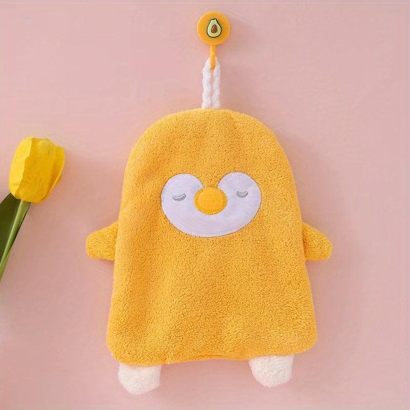 2pcs Kids' Hand Towels Coral Fleece Absorbent Hangable