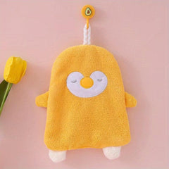 2pcs Kids' Hand Towels Coral Fleece Absorbent Hangable
