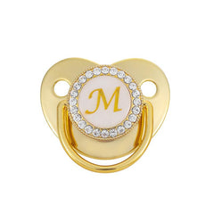 Golden Transparent Letters Baby Pacifier with Pacifier Clips