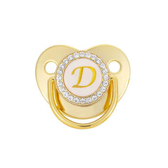 Golden Transparent Letters Baby Pacifier with Pacifier Clips