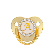 Golden Transparent Letters Baby Pacifier with Pacifier Clips