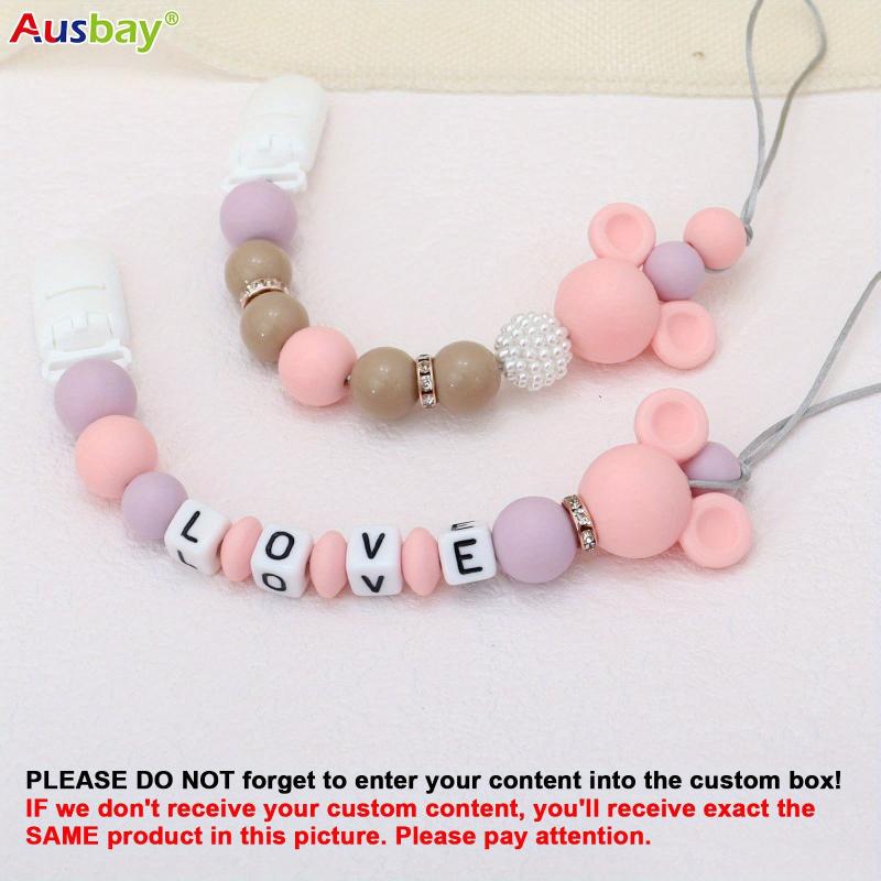 2 Personalized Pacifier Clips Customized Dummy Chain Gift For Baby