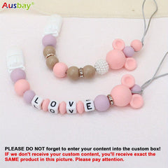 2 Personalized Pacifier Clips Customized Dummy Chain Gift For Baby
