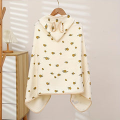 Kids Beige Hooded Bath Towel Soft Cotton Gauze Cape