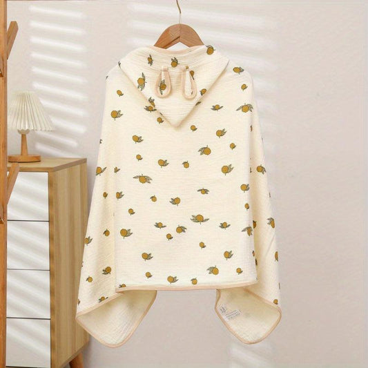 Kids Beige Hooded Bath Towel Soft Cotton Gauze Cape
