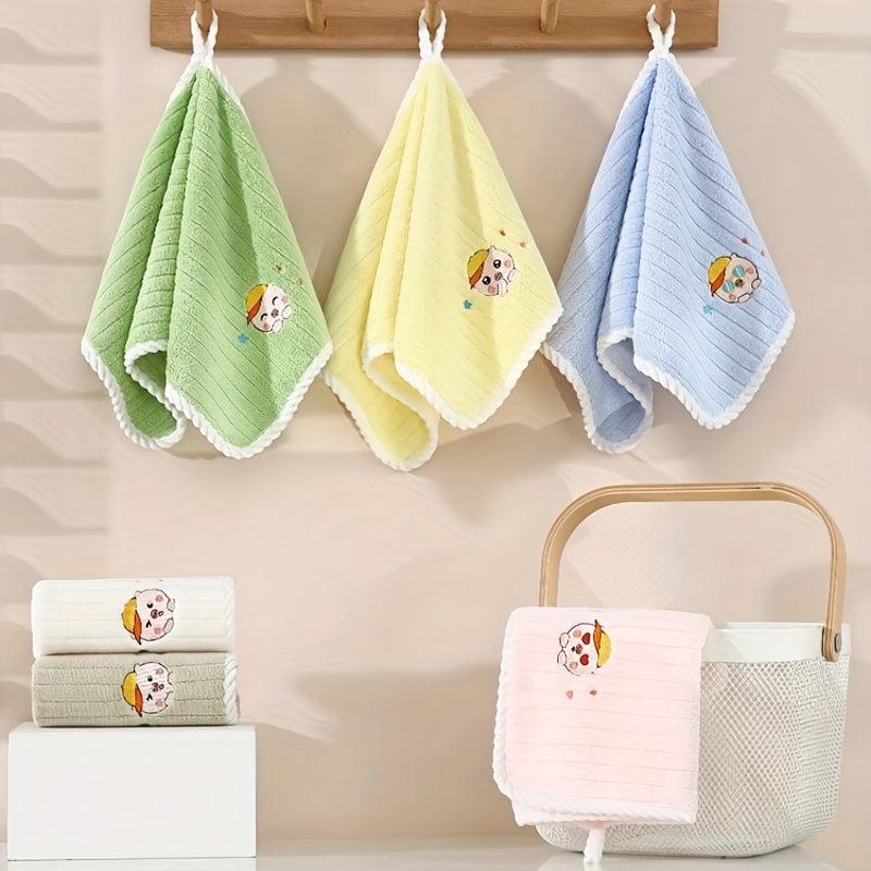 5pc Pig Face Microfiber Kids Towels Soft & Quick Drying Bath Time Set
