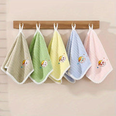 5pc Pig Face Microfiber Kids Towels Soft & Quick Drying Bath Time Set