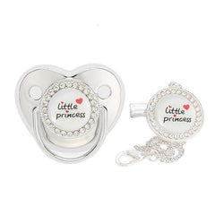 Diamond Heart Princess Baby Soother with Chain Clip