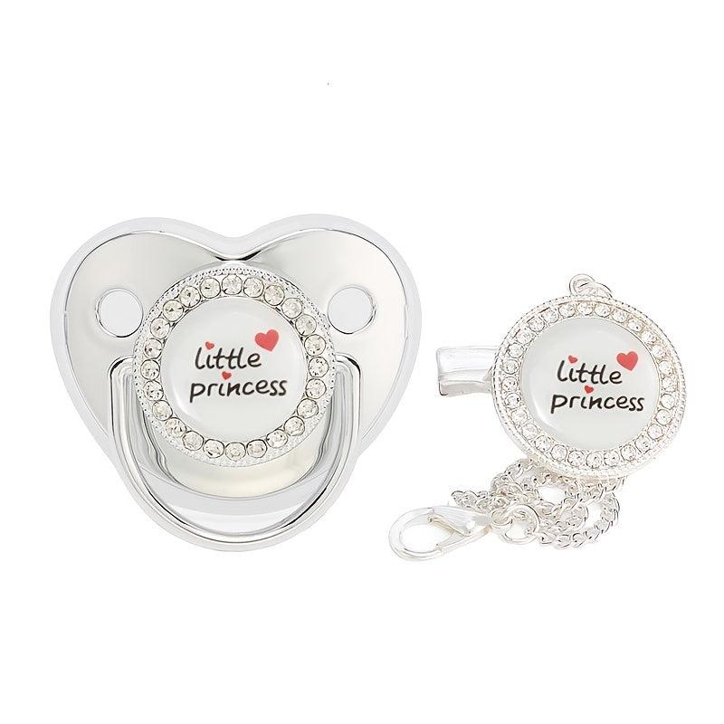 Diamond Heart Princess Baby Soother with Chain Clip