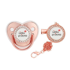 Diamond Heart Princess Baby Soother with Chain Clip