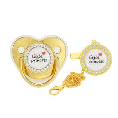 Diamond Heart Princess Baby Soother with Chain Clip