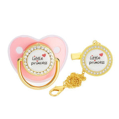 Diamond Heart Princess Baby Soother with Chain Clip