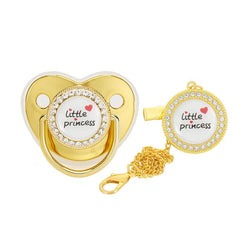 Diamond Heart Princess Baby Soother with Chain Clip