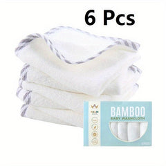 6pcs Bamboo Baby Washcloths Soft Absorbent Towels for Girls and Boys