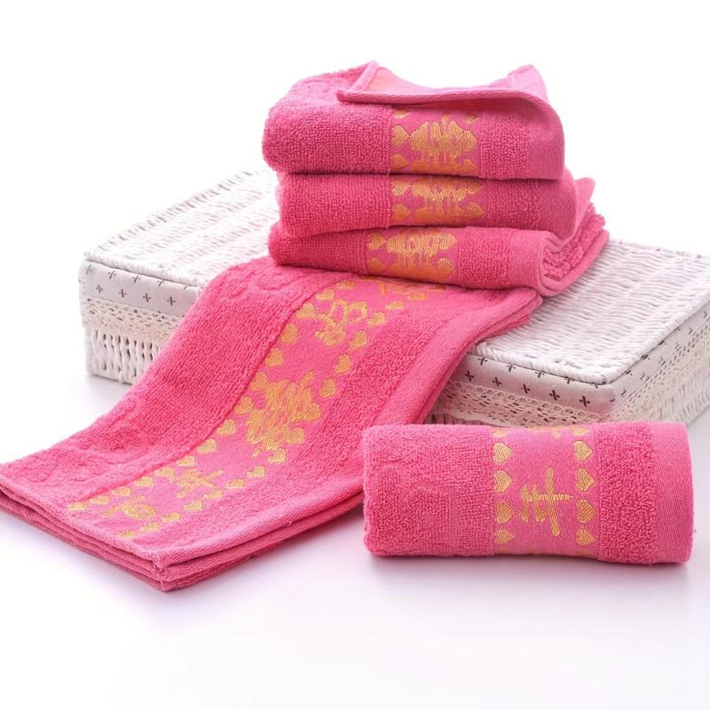 Pure Cotton Jacquard Red Wedding Good Wishes Towel - Absorbent Gift Towel