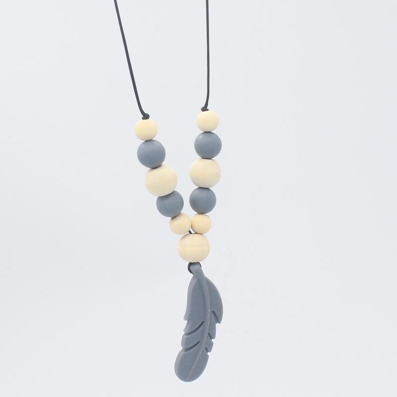Silicone Bead Wooden Beads Teether Pacifier Holder